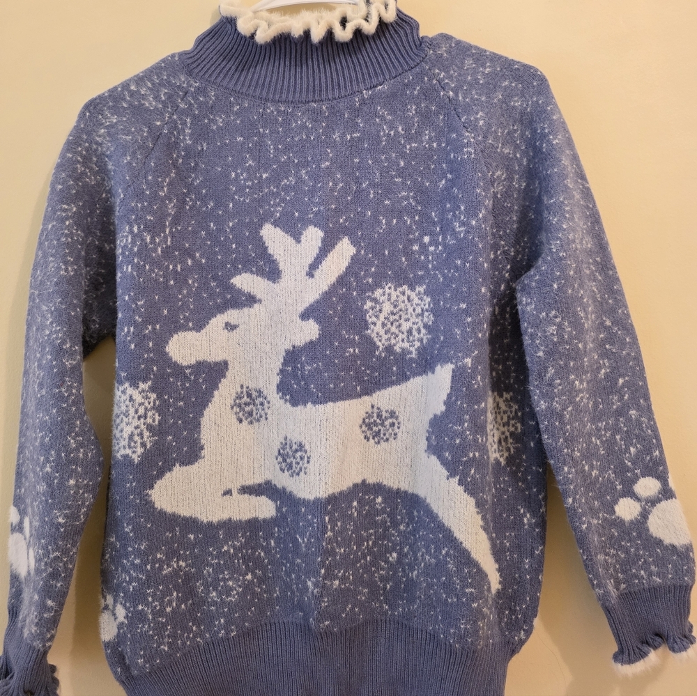 Blue Reindeer Pattern Men's Sweater